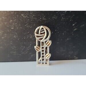 925 Sterling Silver Abstract Floral Brooch Vintage Signed CJL